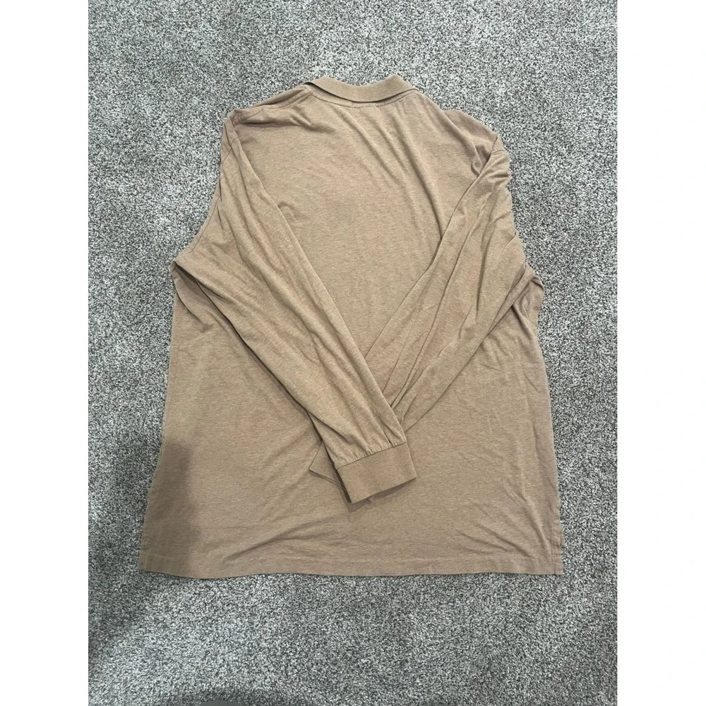 Polo Ralph Lauren Mens‎ XXL Tan Long Sleeve Cotton Jersey Polo Shirt Heathered